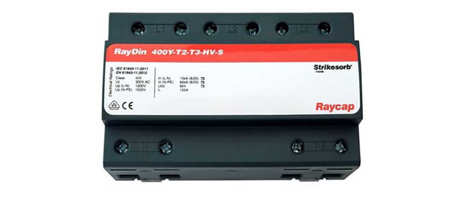 Μια διάταξη RayDin, τύπου Τ1 με ενσωματωμένη τεχνολογία Skrikesorb για αποτελεσματική προστασία του ηλεκτρολογικού και ηλεκτρονικού εξοπλισμού σας